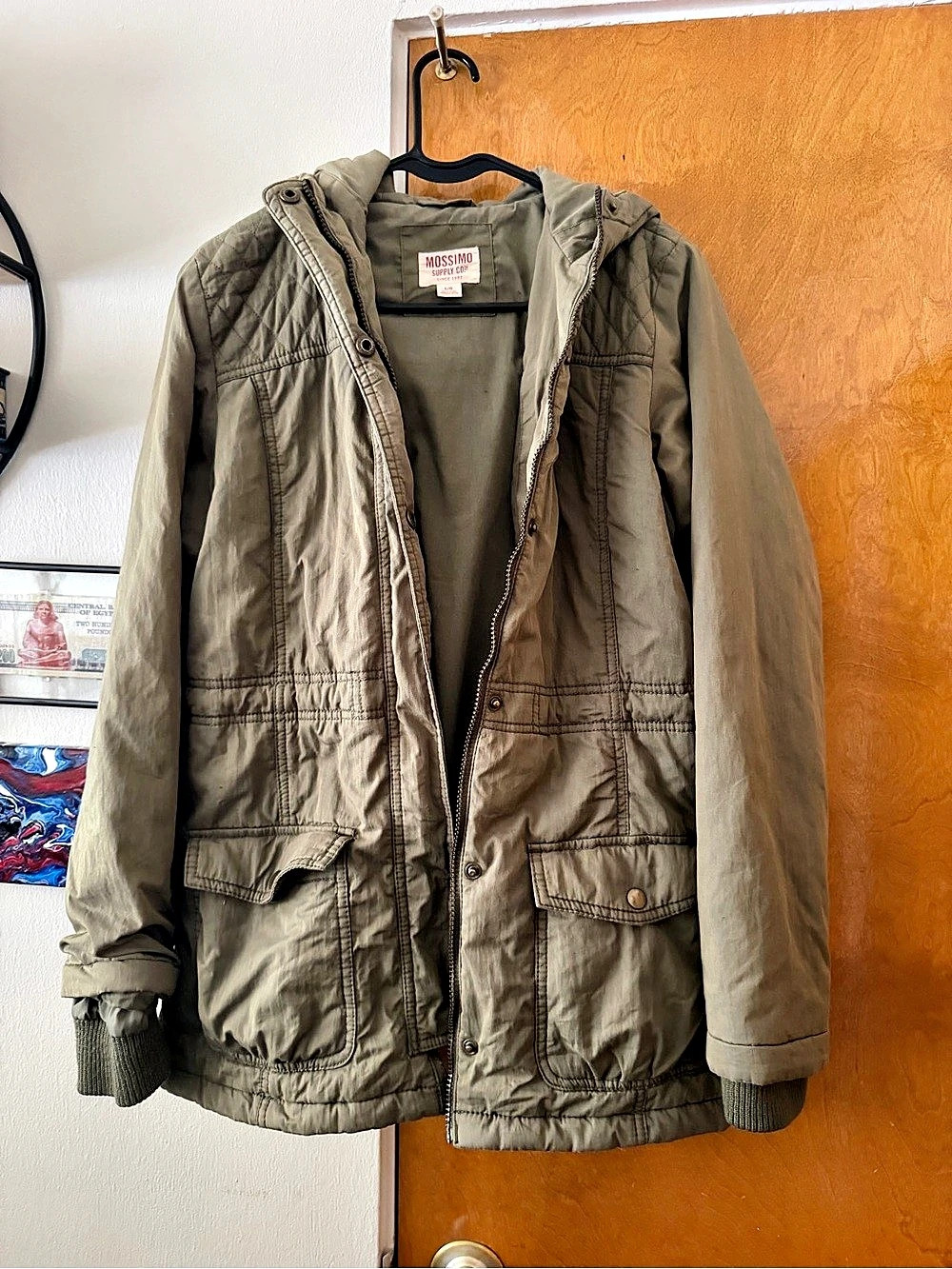 Mossimo Hooded Utility Jacket in Green Size Large
